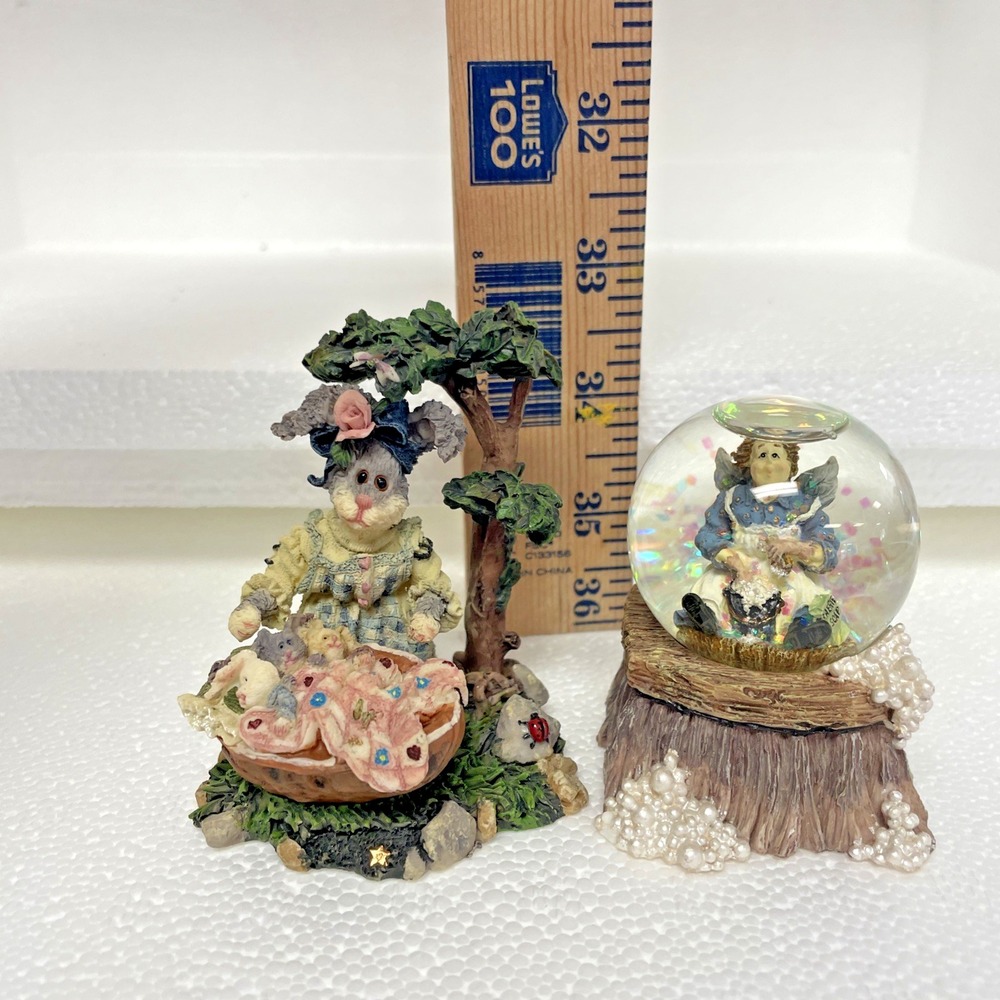 Boyds Bears Wee Folkstone Momma McHopple Naptime Cleaning Faerie Snow Globe Set - Picture 8 of 11
